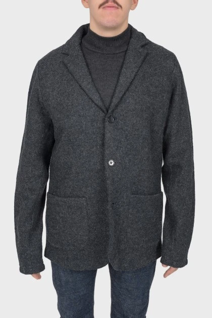 Мужской шерстяной серый пиджак на пуговицах; с биркой
