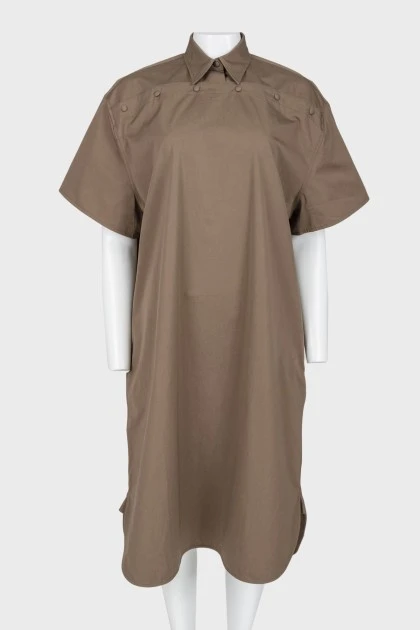 Платье-рубашка цвета хаки