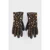 Чорні шкіряні рукавички з металевими вставками