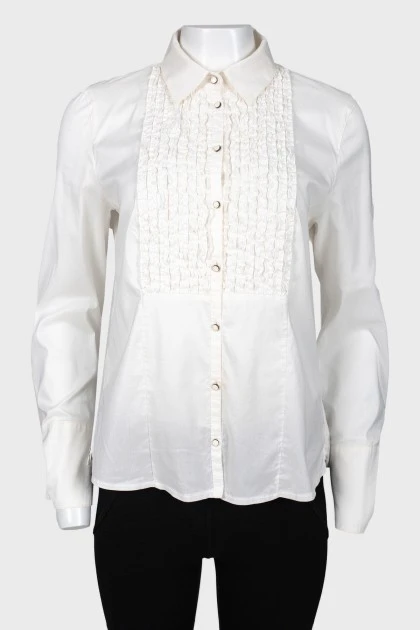 Біла блуза з рюшами