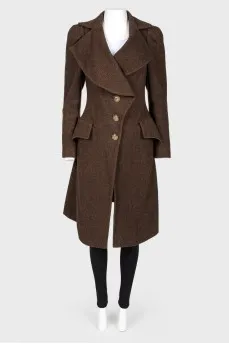 Асимметричное шерстяное пальто