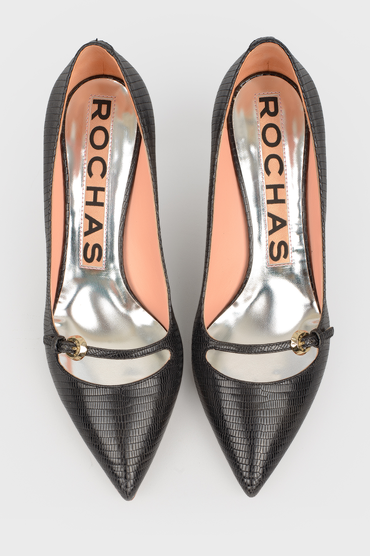 

Черные лодочки под змею Rochas, Черный