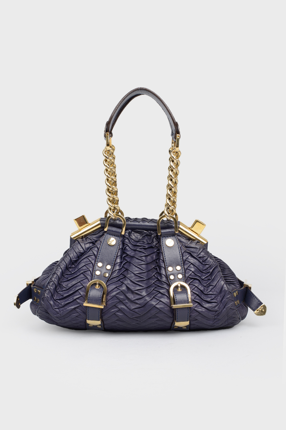 

Текстурная сумка с золотистой фурнитурой Versace, Фиолетовый