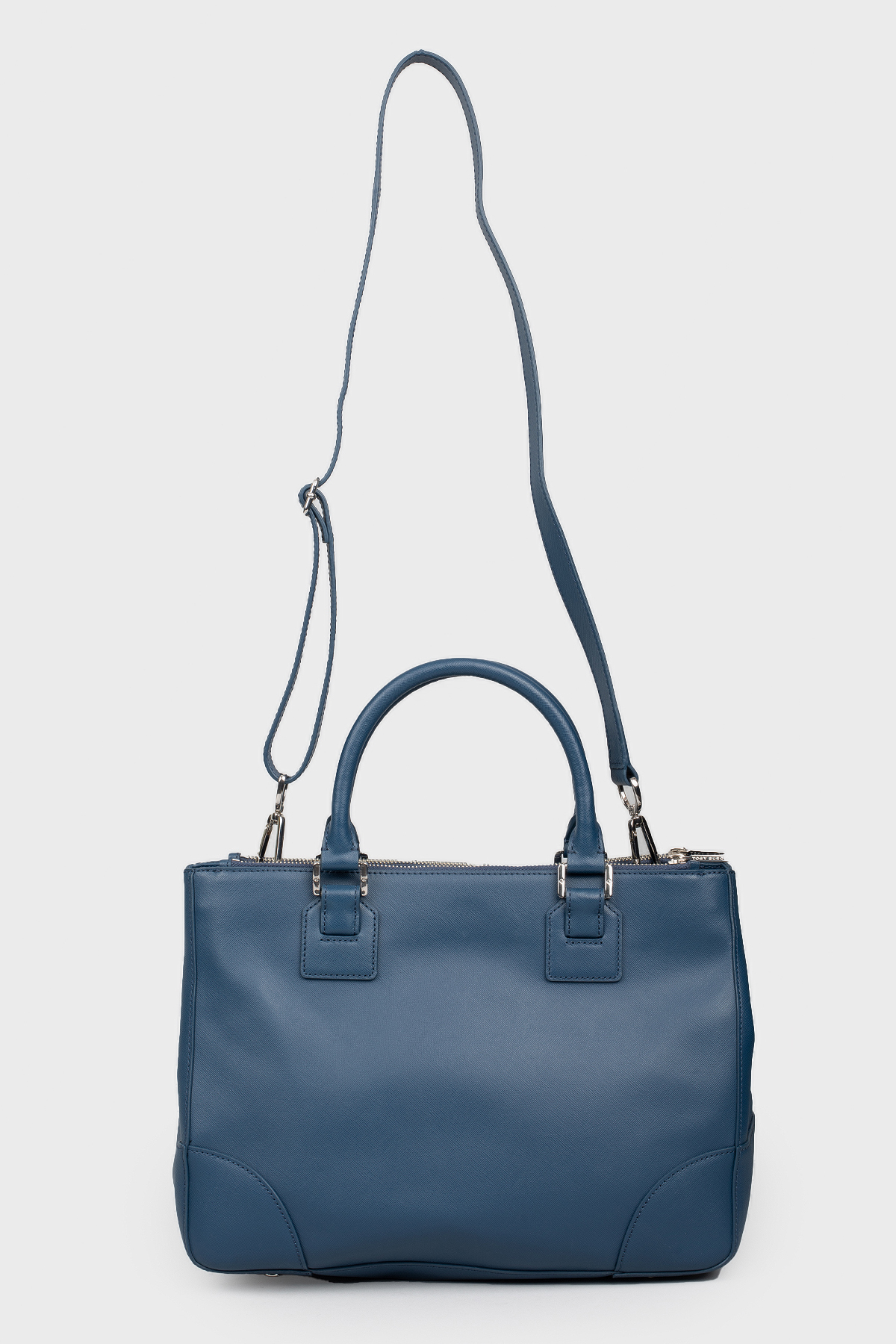

Синяя кожаная сумка с двумя ручками Tory Burch, Синий