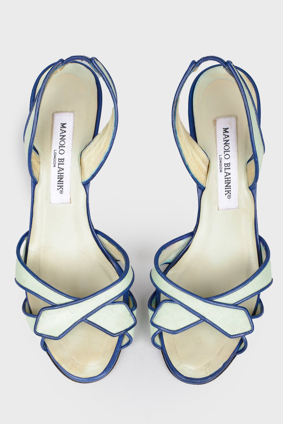 

Босоножки мятно-синие на шпильке Manolo Blahnik, Голубой