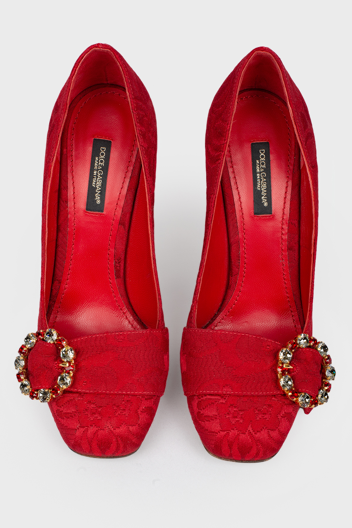 

Красные текстильные туфли на фигурном каблуке Dolce & Gabbana, Красный