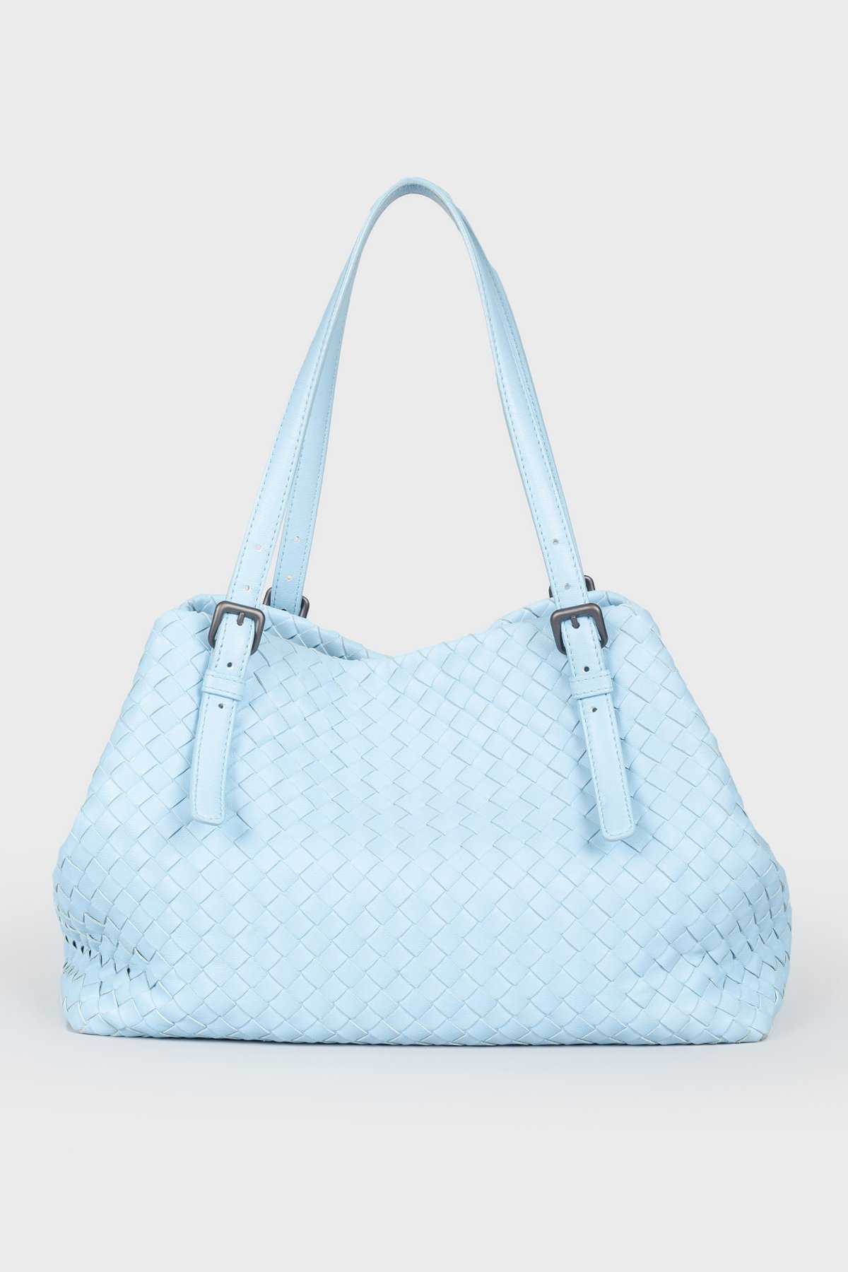

Плетеная кожаная сумка голубого цвета Bottega Veneta, Голубой