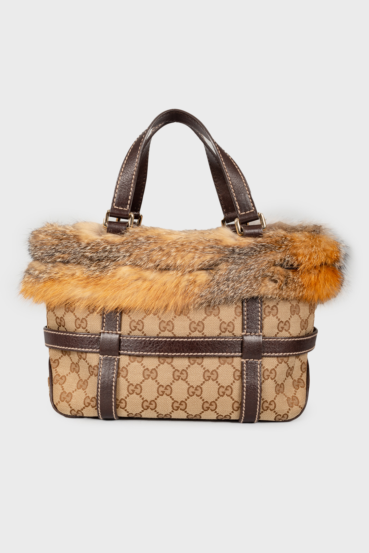 

Сумка Fox Fur Trim bag Gucci, Коричневый